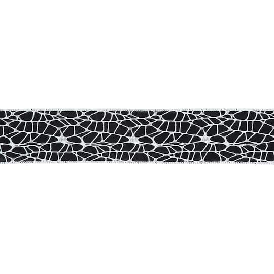 2.5" x 6.6yd. Black & White Spiderweb Wired Taffeta Ribbon by Celebrate It®